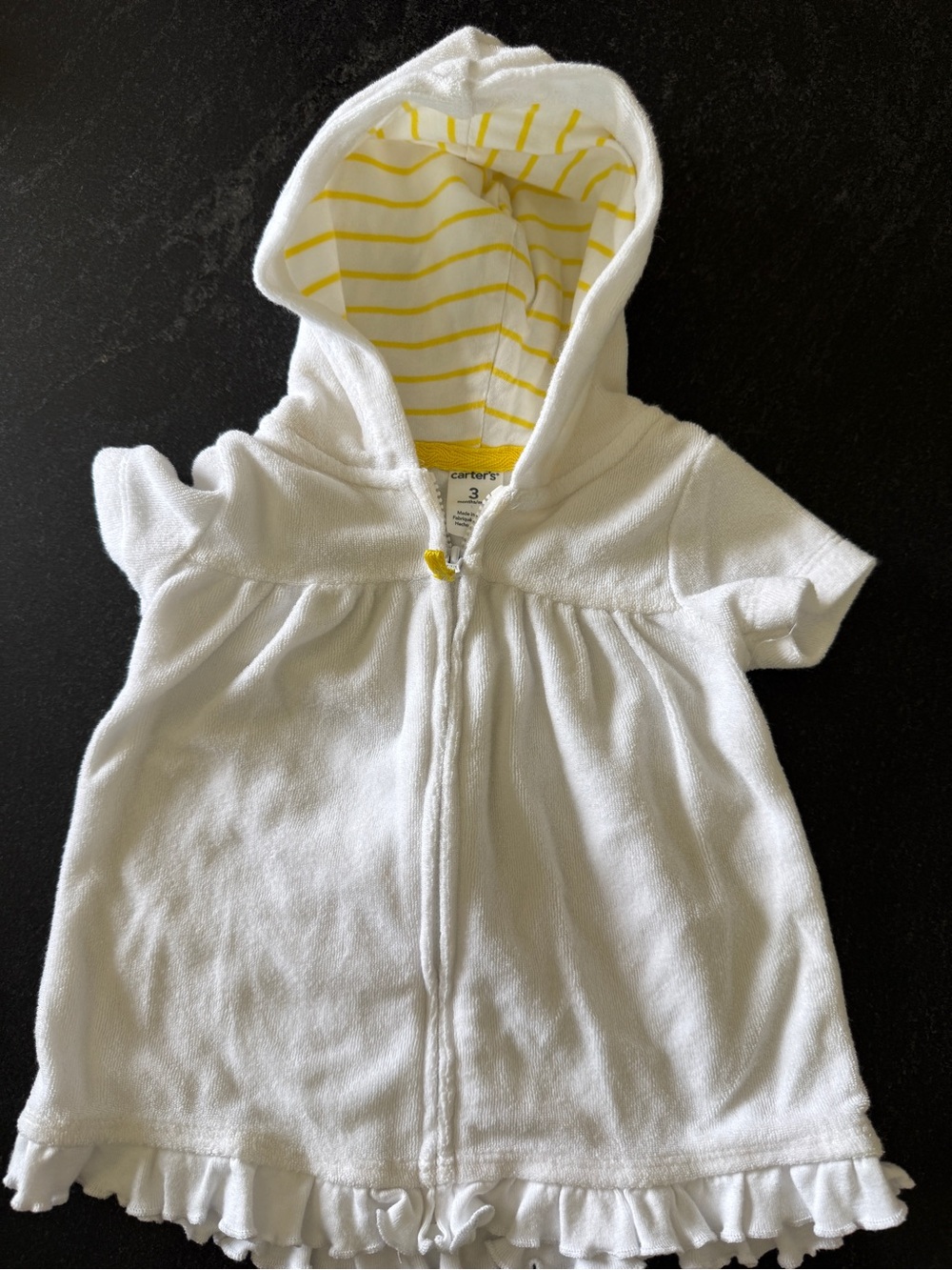 Carter's White and Yellow Hooded Swim Suit Cover Up
